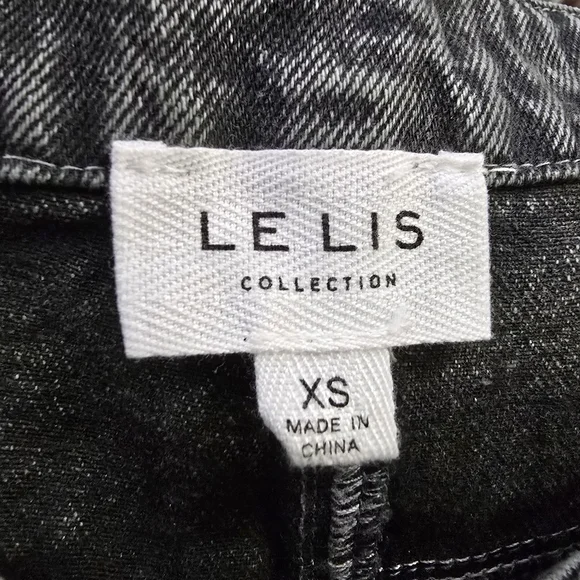NWOT Le Lis High Rise Gray/black Denim Jeans Women Size 24 Xsmall Rhinestones - Picture 3 of 4